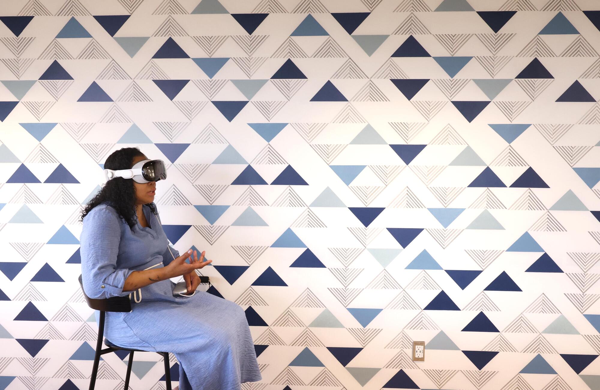 Misty Williams wearing an Apple Vision VR headset