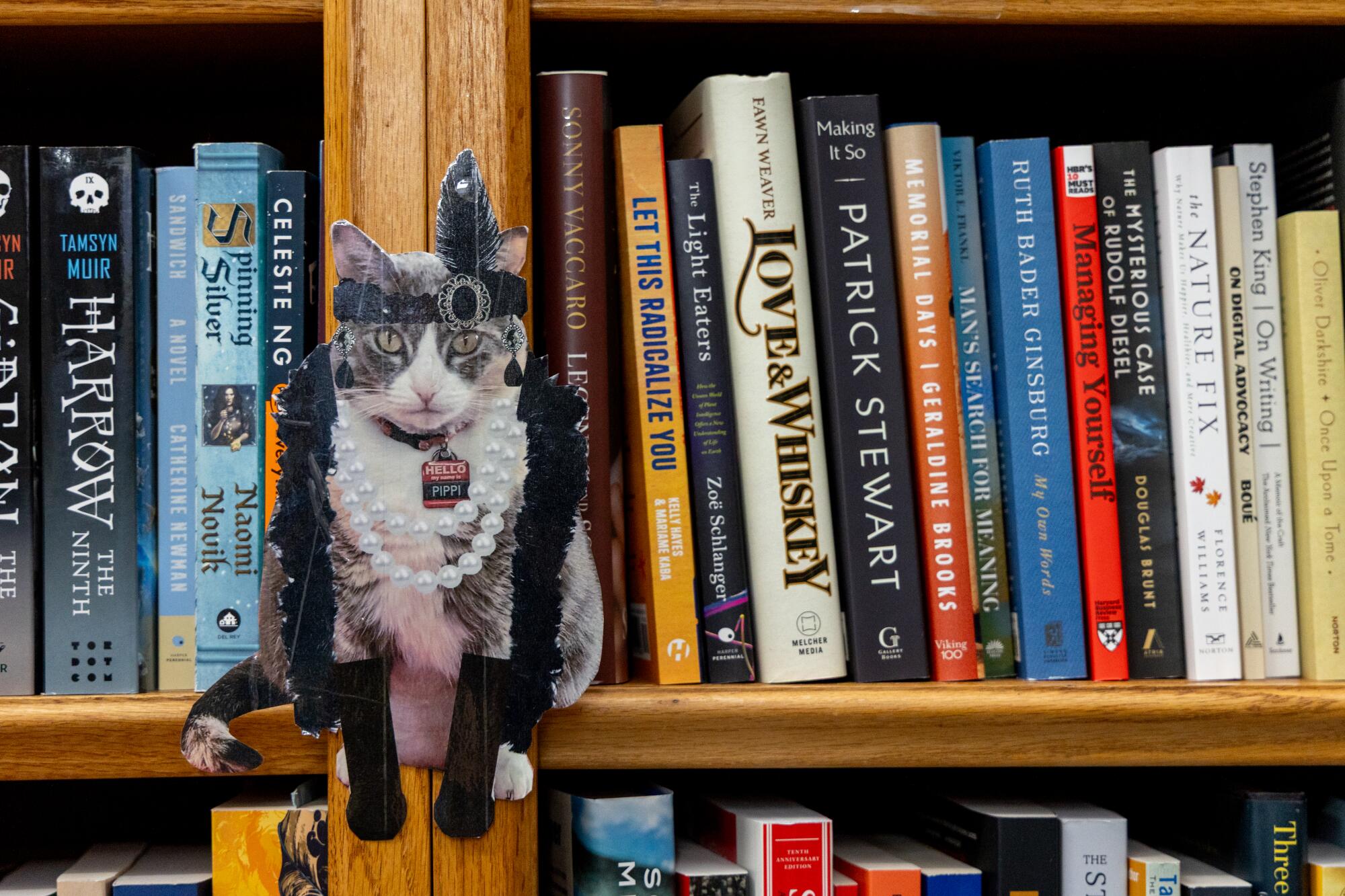 A Roaring Twenties-themed Pippi is pasted onto a bookshelf as a part of Pippi's 10th birthday.
