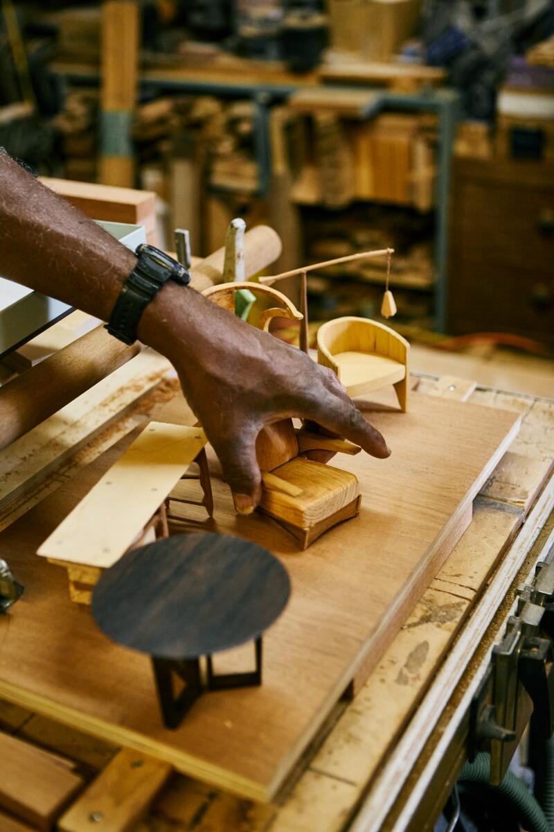 Miniature models of Harold Greene's custom furniture.