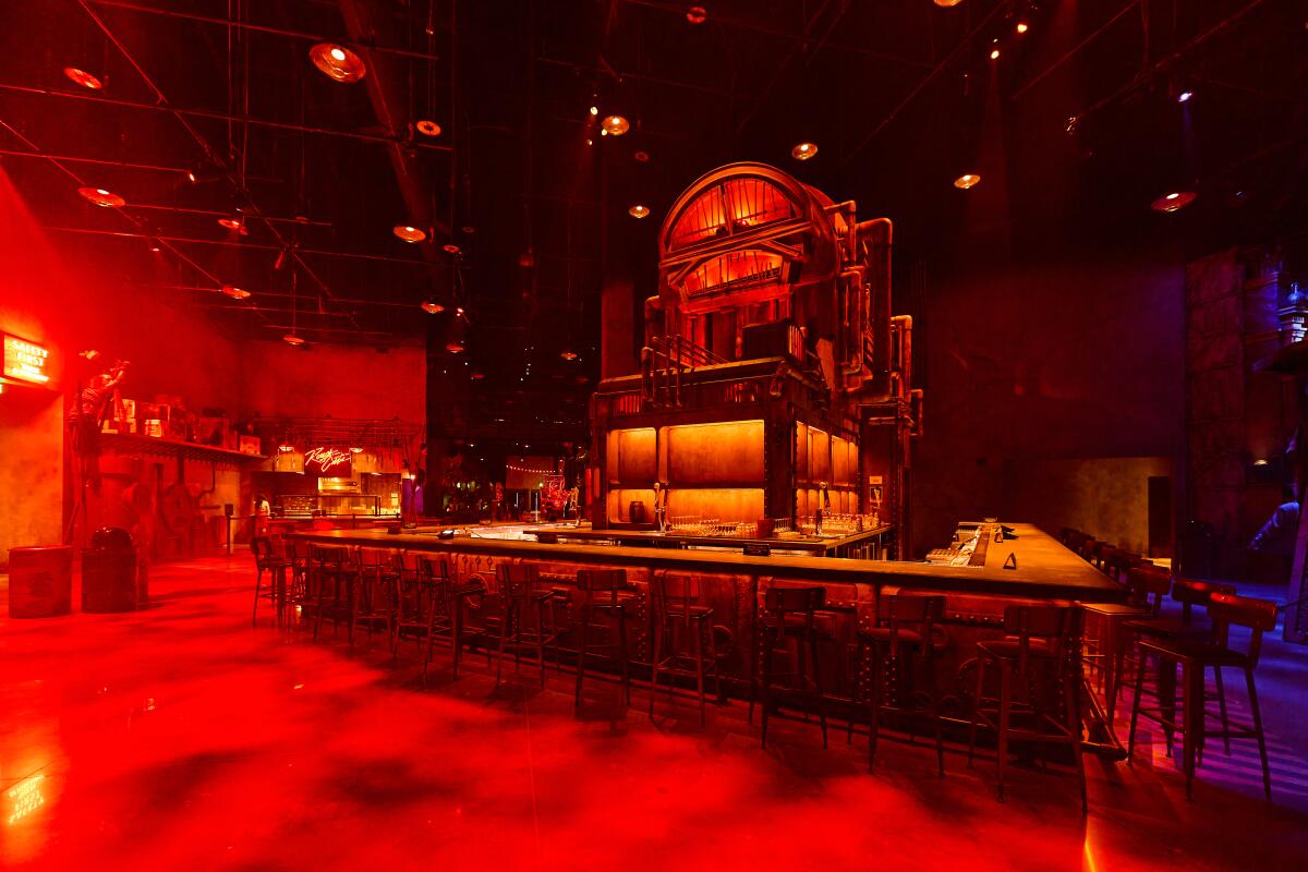 The central bar, themed to a boiler room, at Universal Horror Unleashed.