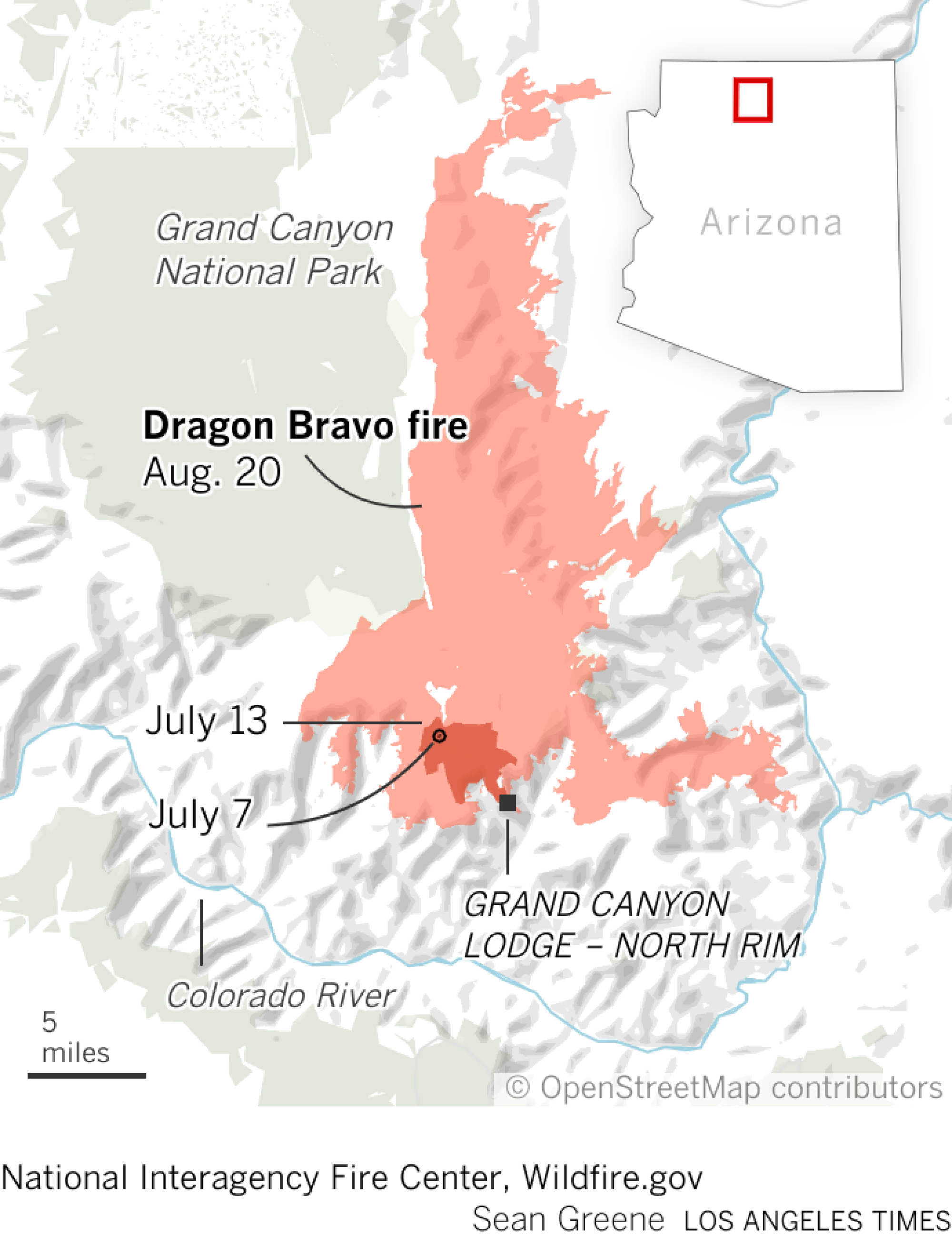 Map shows the progression of the Dragon Bravo fire