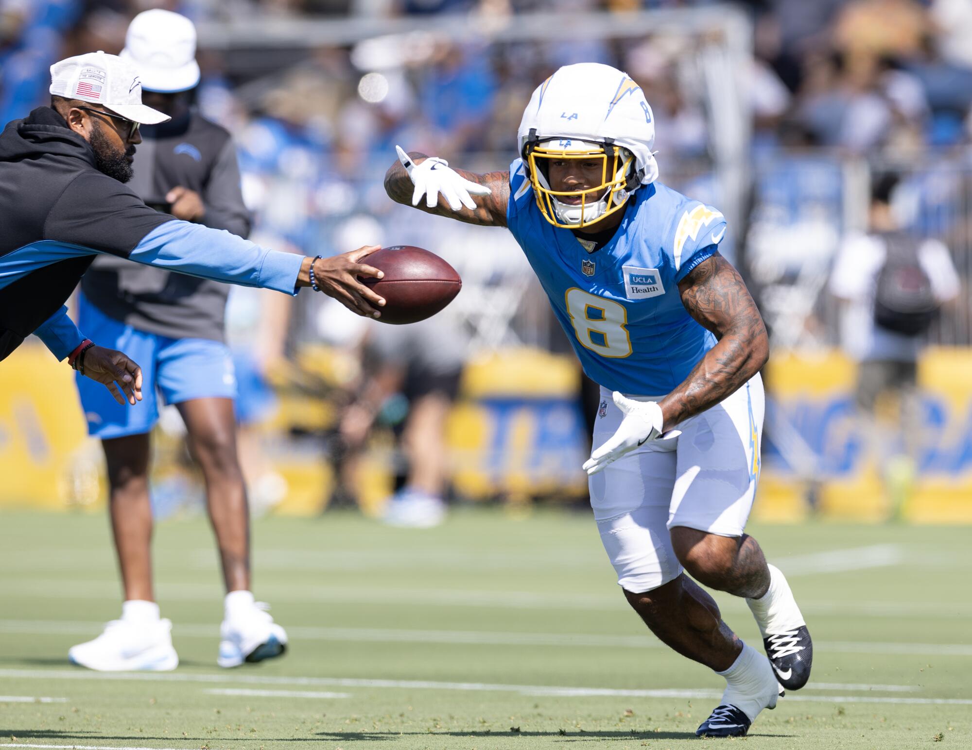 Chargers rookie running back Omarion Hampton could spearhead the team's running game this season.