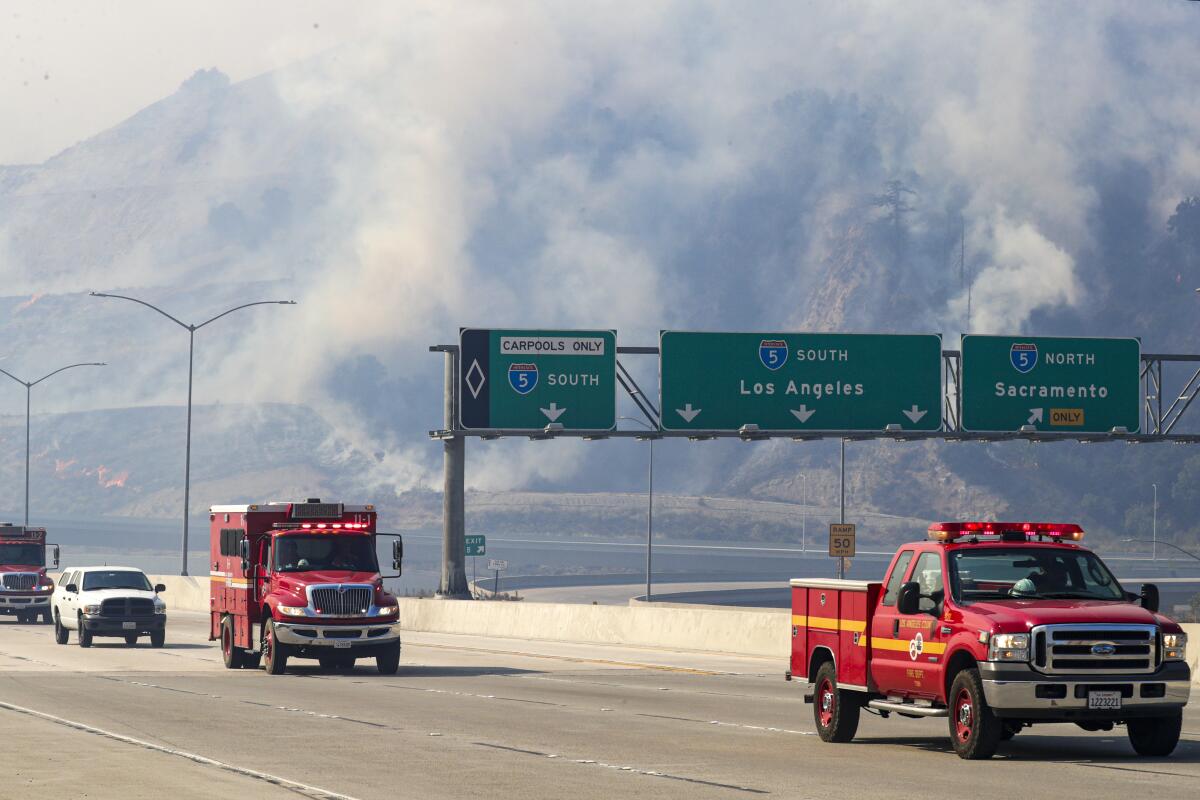 Freeways 5 and 14 are closed to traffic through Newhall Pass