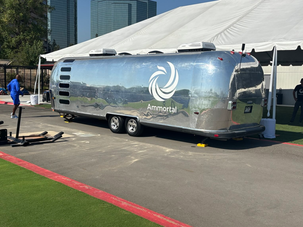 A restorative and rejuvenation chamber parked at Rams practice in Woodland Hills.