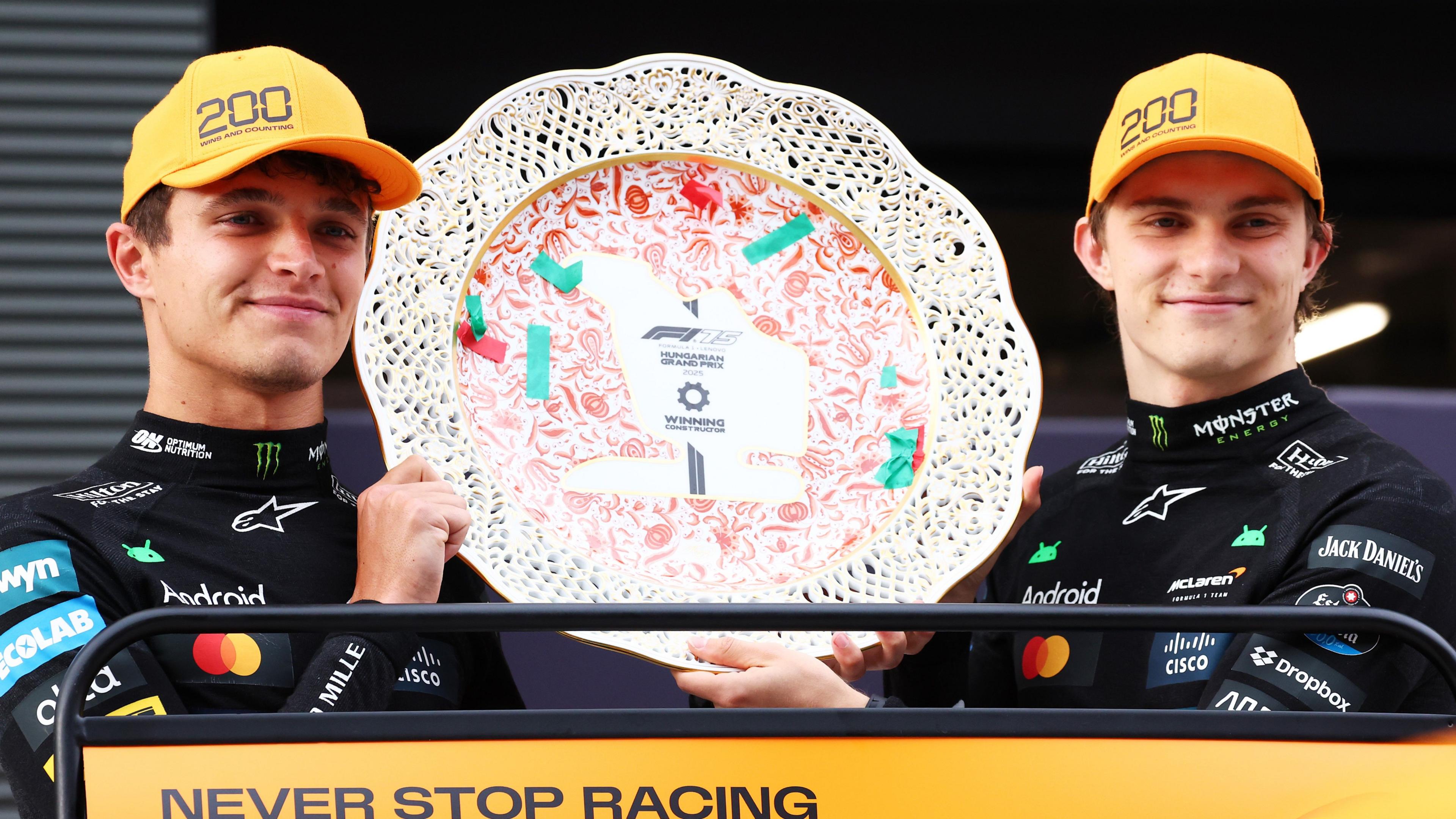 Lando Norris (right) is nine points behind McLaren team-mate Oscar Piastri in the Formula 1 standings after winning Sunday's Hungarian Grand Prix