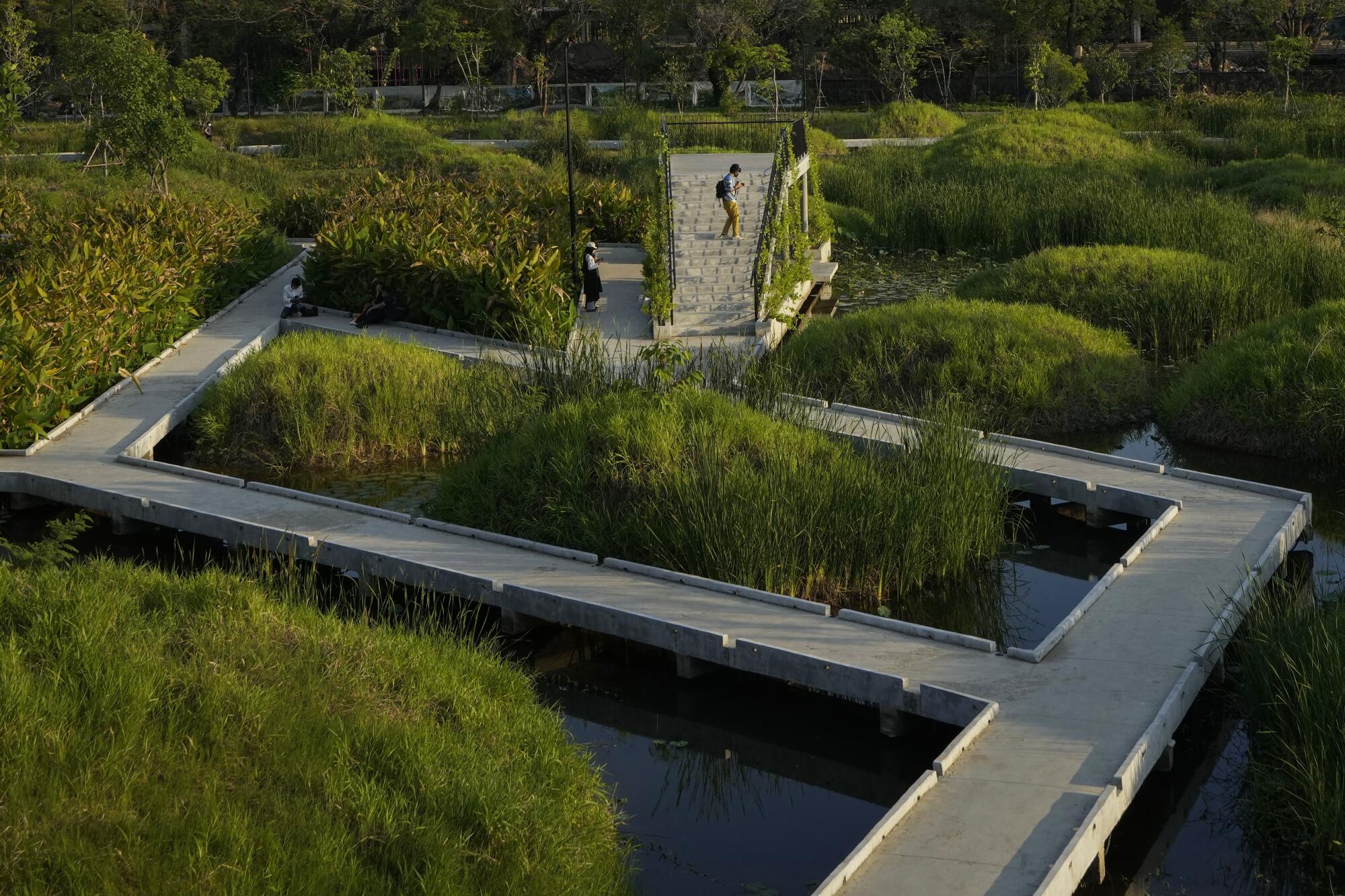 People take a rest at Benjakitti Park, which is now a popular bird-watching spot.