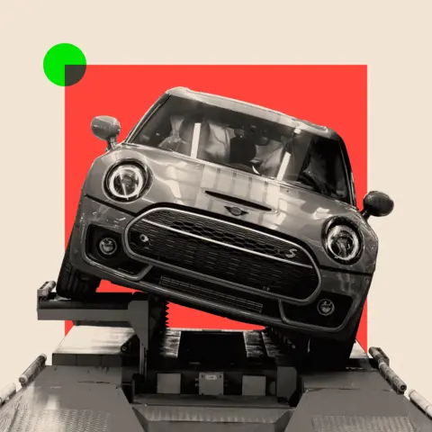 BBC A treated image of a Mini Cooper S car on the production line at BMW AG's Mini final assembly plant in Cowley, UK 