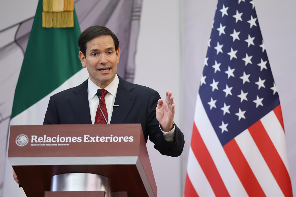 U.S. Secretary of State Marco Rubio speaks during a news conference Wednesday in Mexico City.