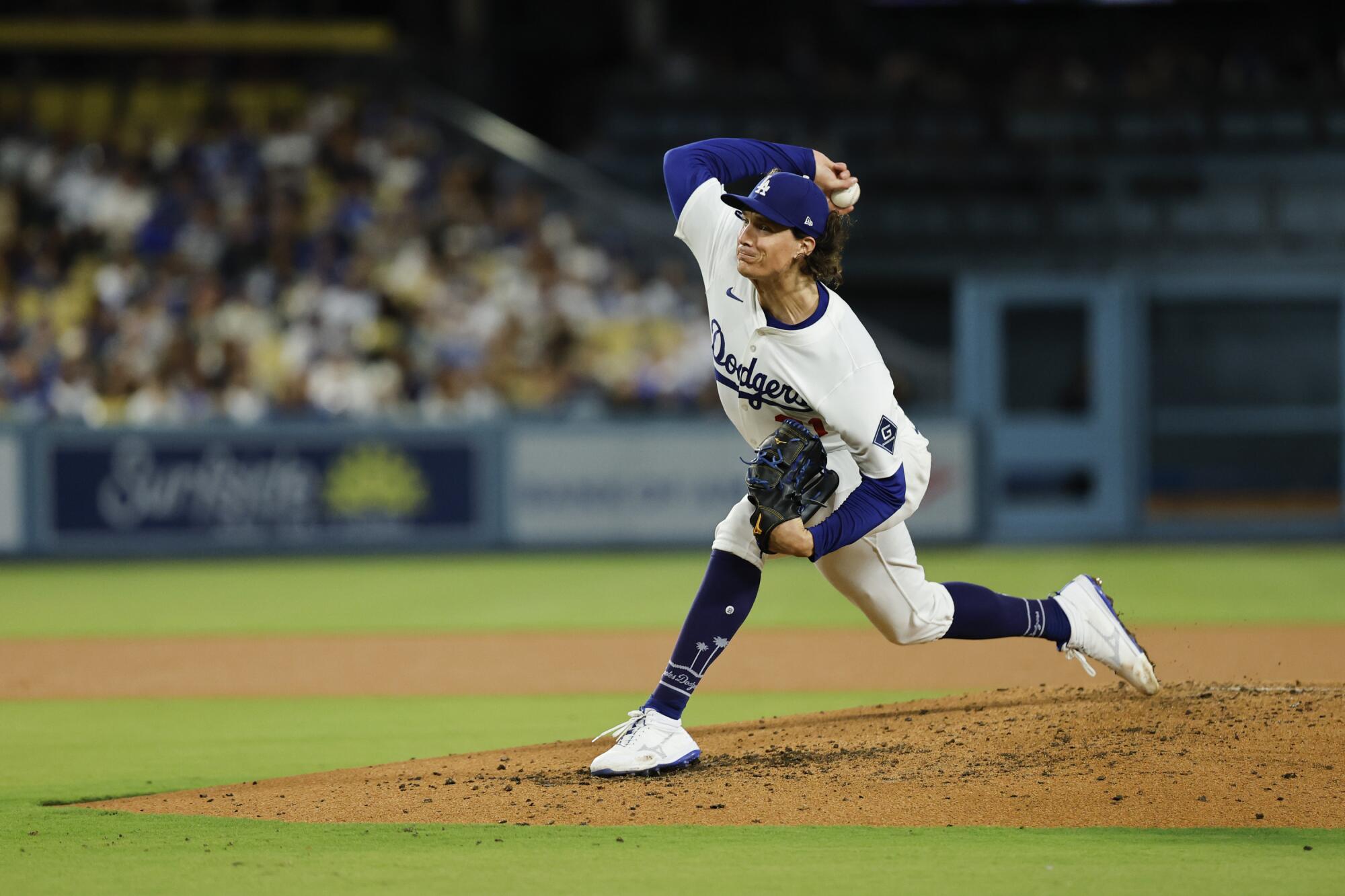 Dodgers starter Tyler Glasnow delivers in the fifth inning Monday against the Rockies.