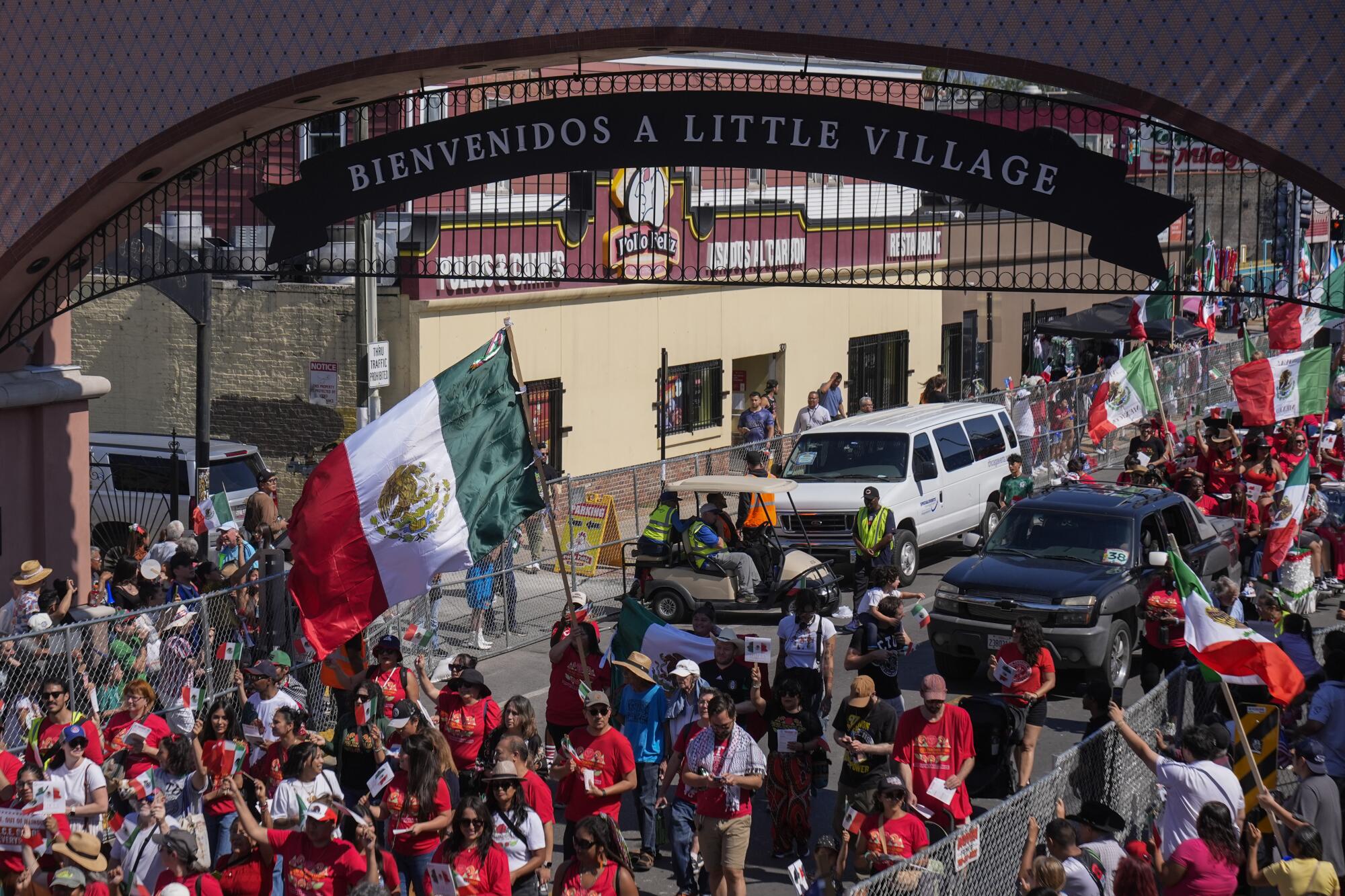 Crowds at the Mexican Independence Day Parade on Sunday, Sept. 14, in the Little Village neighborhood of Chicago.