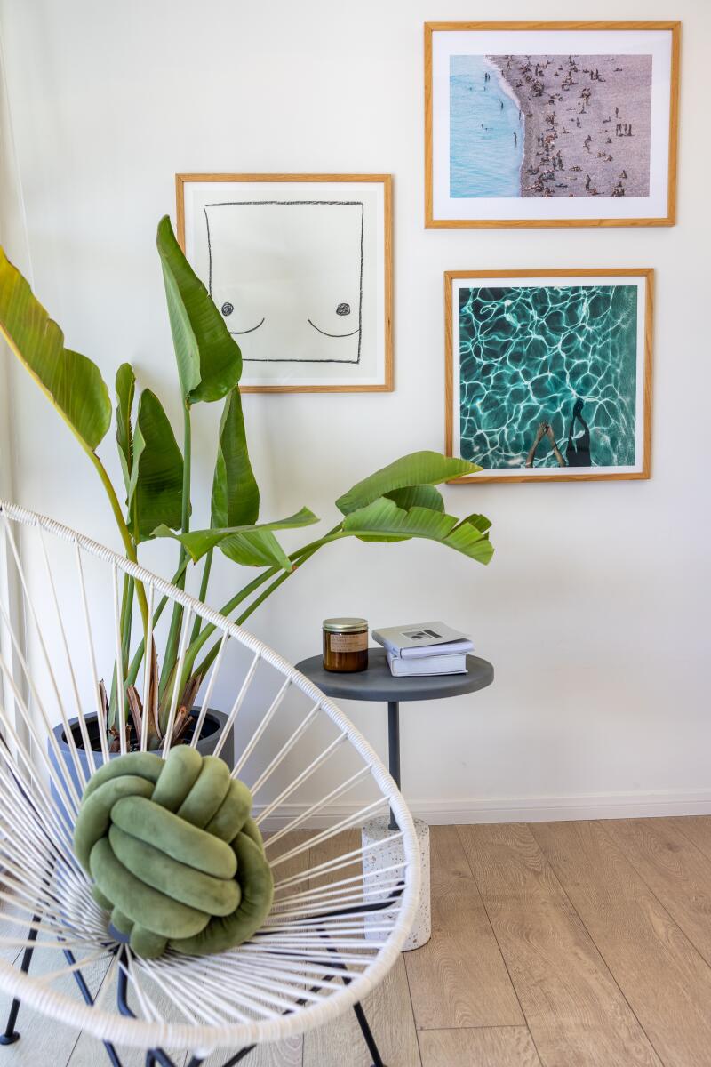 Artworks, plants in a penthouse apartment