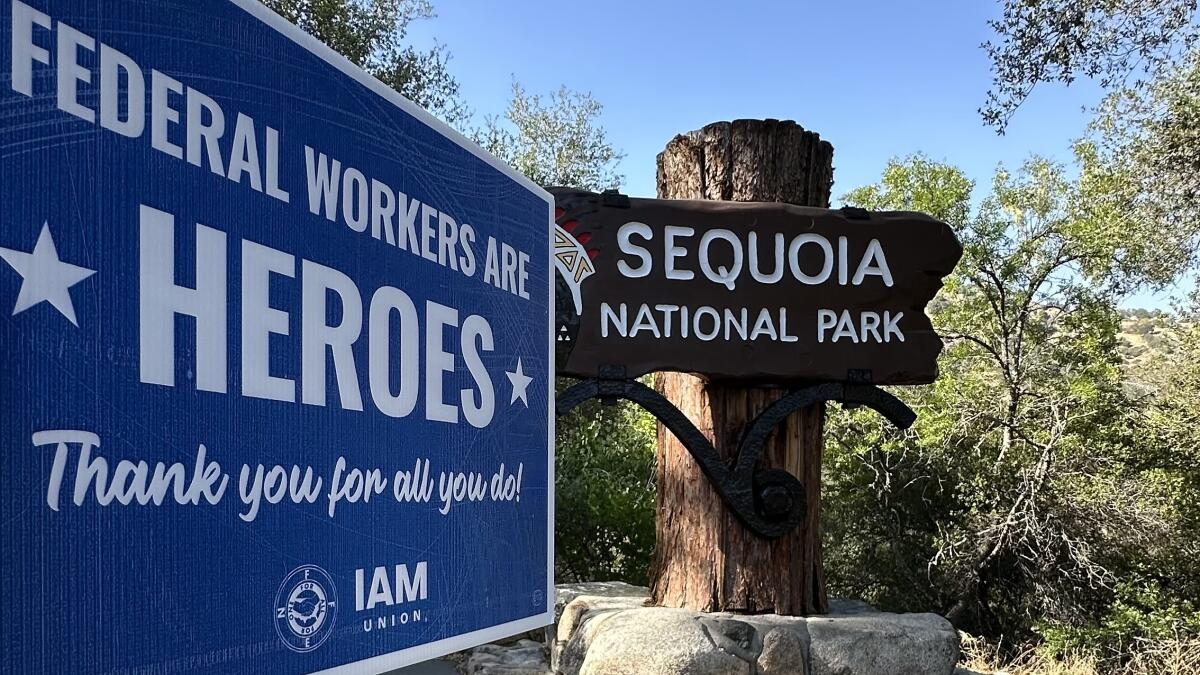 A union support sign is displayed at Sequoia National Park.