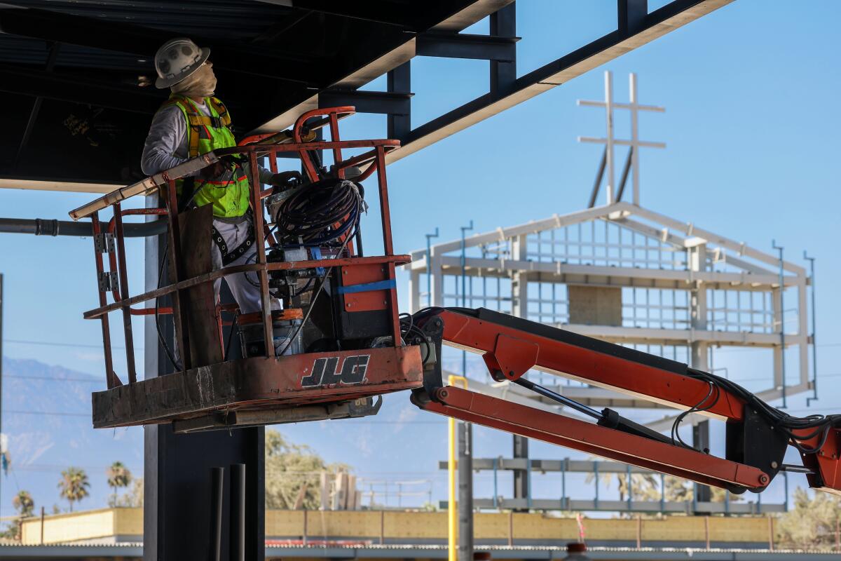 Ontario, California, Thursday, August 7, 2025 - Work continues on a stadium for the yet unnamed dodgers minor league affiliate. (Robert Gauthier/Los Angeles Times)
