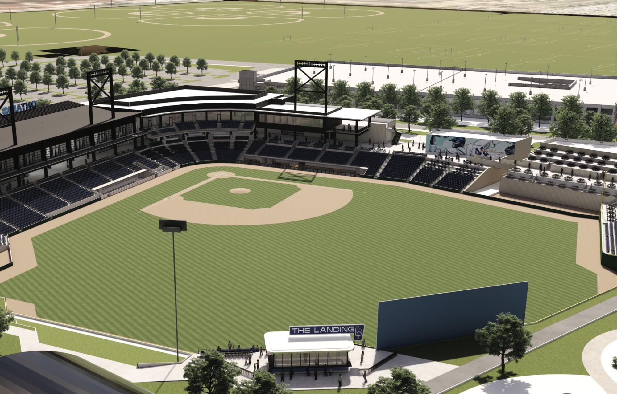 A rendering of ONT Field, set to open in 2026.