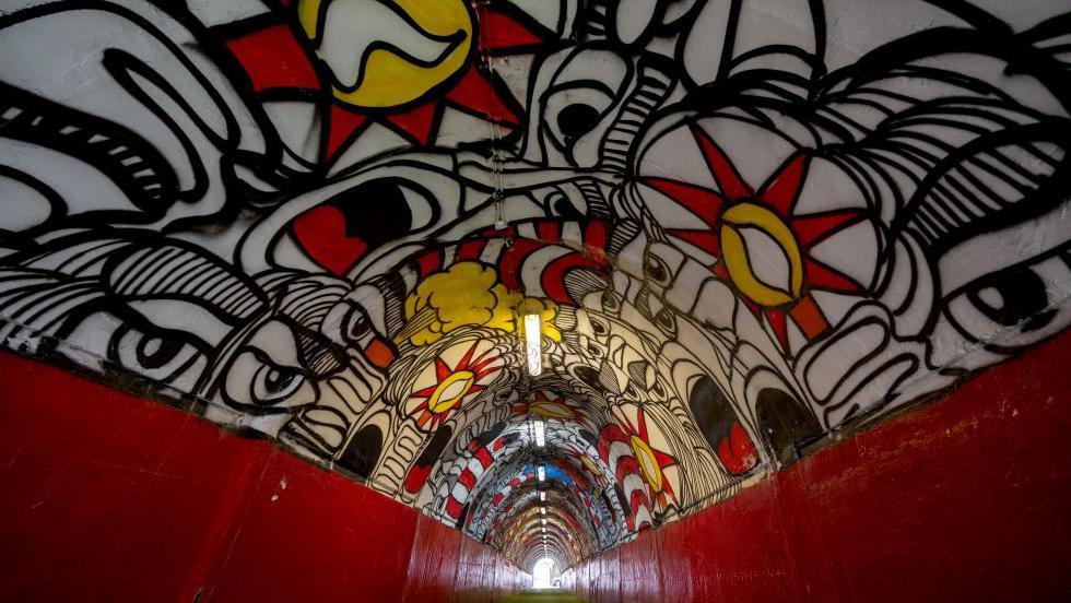 The intimidating tunnel at the Rajko Mitic Stadium in Belgrade