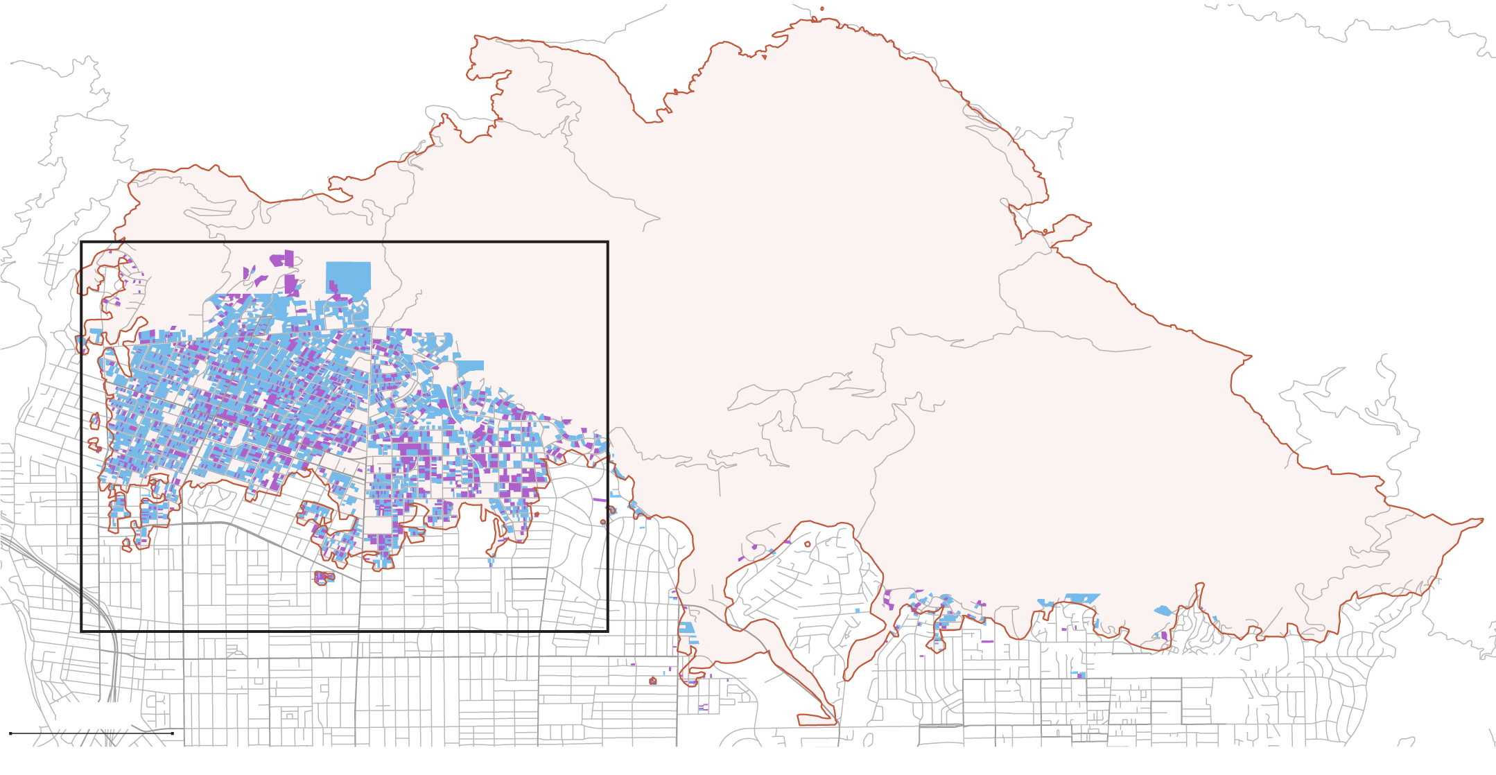 Maps of the Eaton and Palisades burned neighborhoods show property parcels where EPA removed hazardous materials or deferred the removal.
