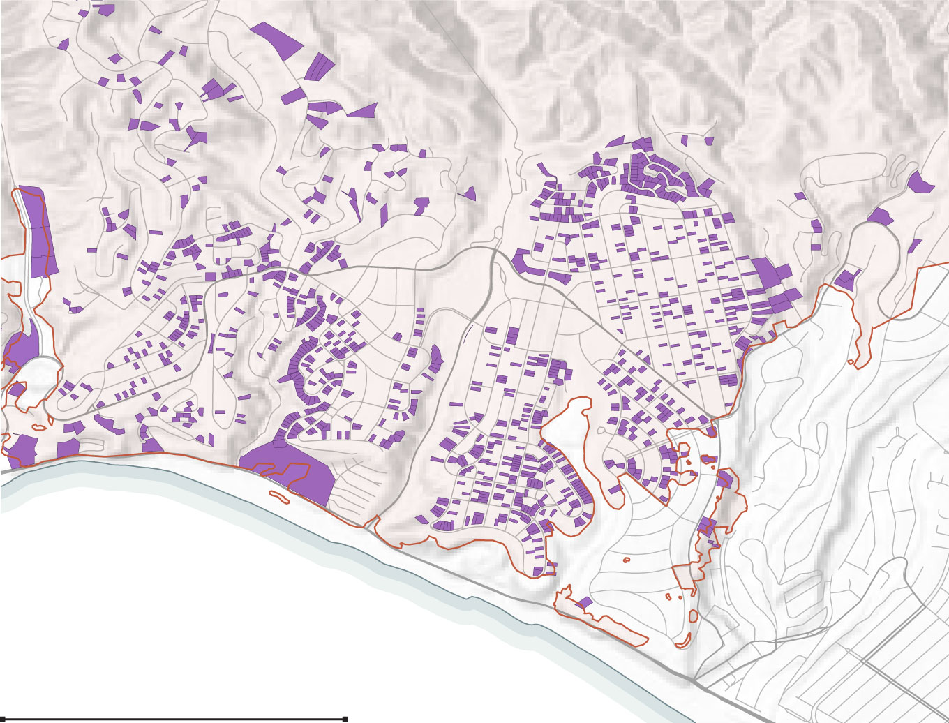 Map shows residential parcels burned by the Palisades fire where the EPA postponed removal of hazardous materials.