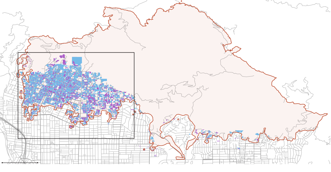 Maps of the Eaton and Palisades burned neighborhoods show property parcels where EPA removed hazardous materials or deferred the removal.