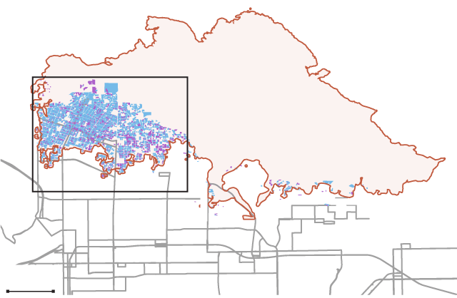 Maps of the Eaton and Palisades burned neighborhoods show property parcels where EPA removed hazardous materials or deferred the removal.