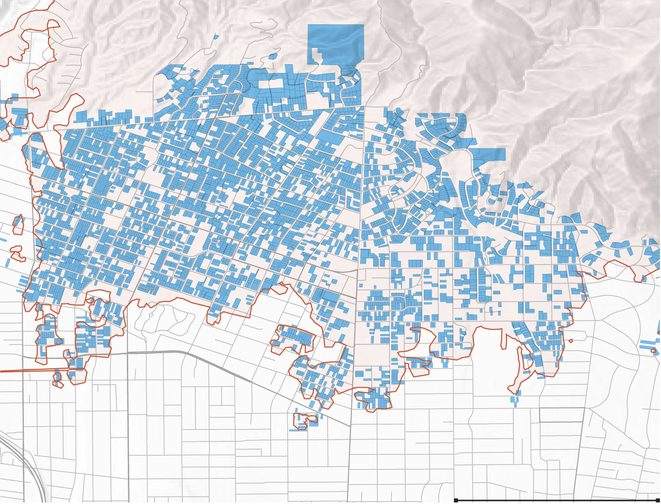 Map shows residential parcels burned by the Eaton fire where EPA removed hazardous materials.