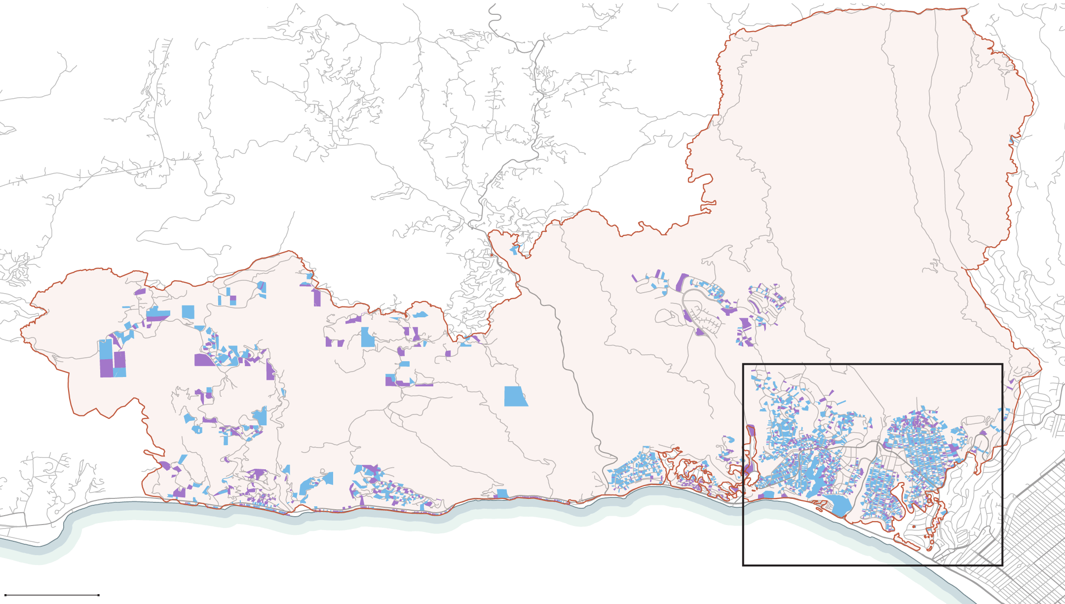 Maps of the Eaton and Palisades burned neighborhoods show property parcels where EPA removed hazardous materials or deferred the removal.