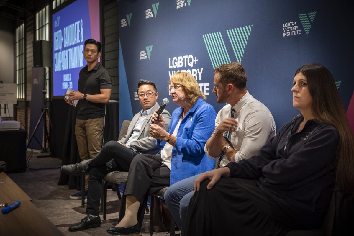 Former Palm Springs Mayor Lisa Middleton speaks at a training event for LGBTQ+ candidates and prospective candidates.
