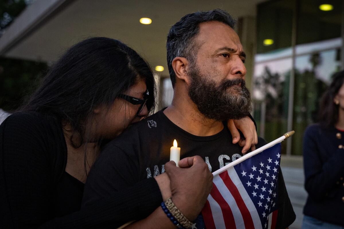 Vigil in downtown Los Angeles at the Federal Building for conservative political activist Charlie Kirk.